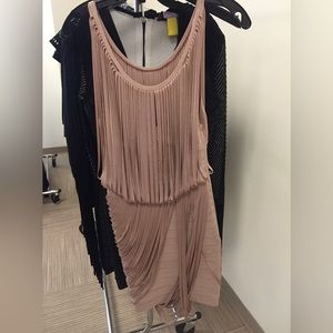 Herve Leger Pink Fringe Mini Dress